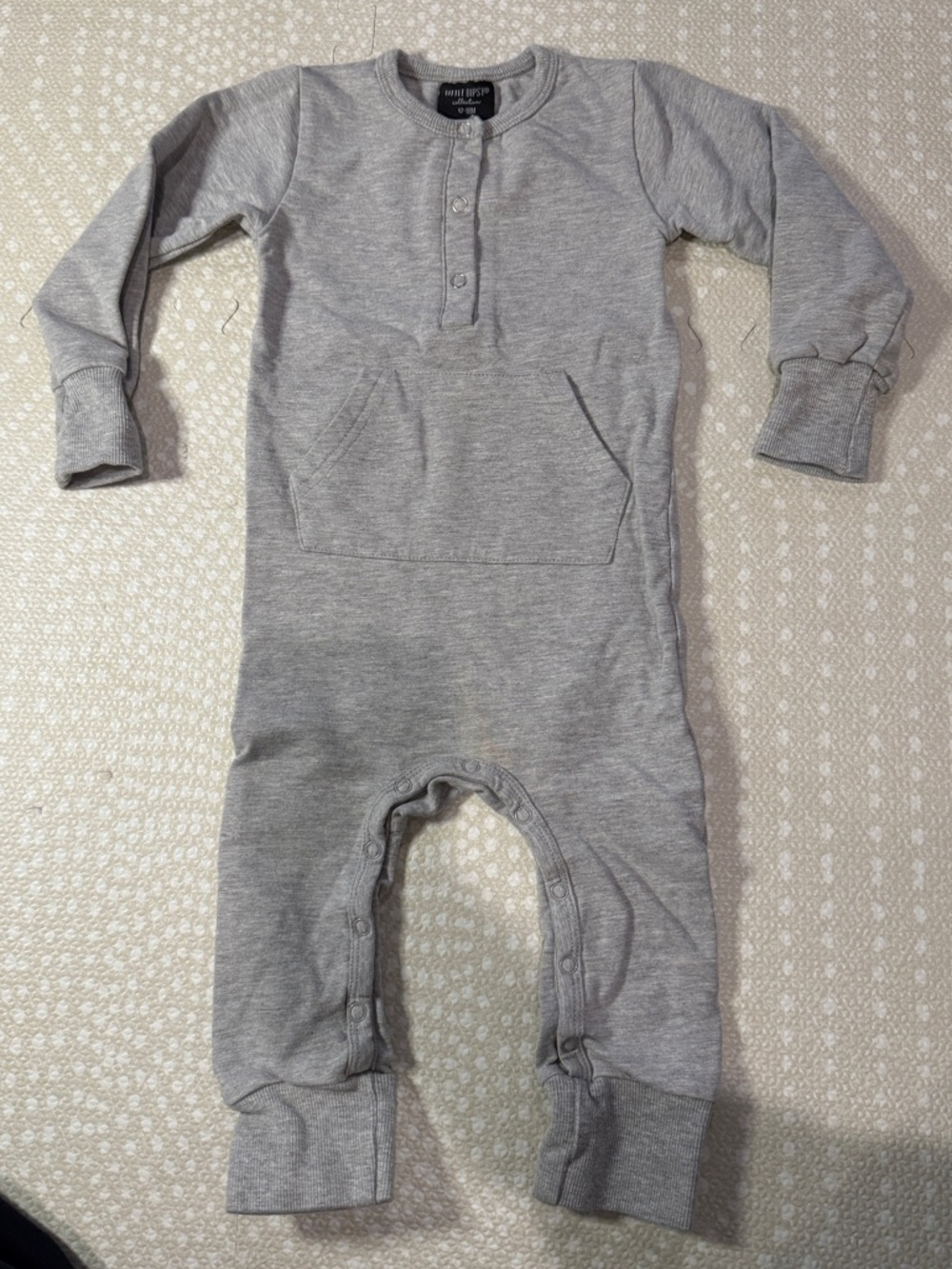 Little Bipsy Gray Long-Sleeve Henley Romper